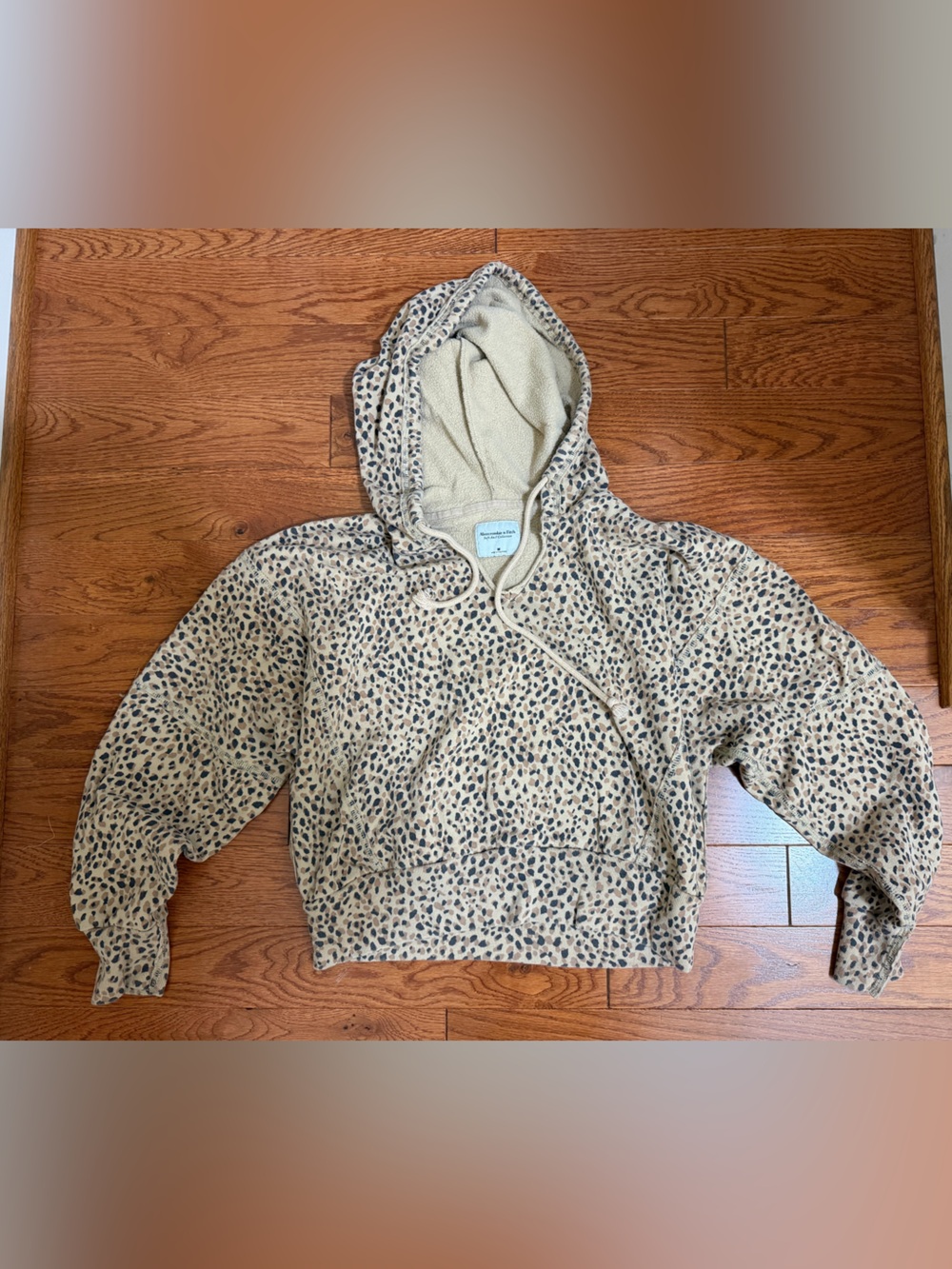 Abercrombie & Fitch Tan Leopard-Print Hooded Sweatshirt